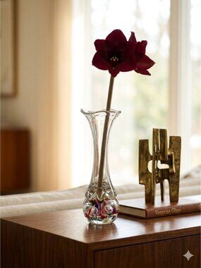 Vintage Joe St. Clair Art Glass Bud Vase with Controlled Bubble Base